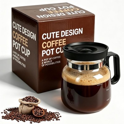 Luyyholara 16 Oz Glass Coffee Pot Mug with Spill Proof Lid, Small, 1 pcs