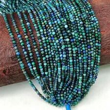 Natural Chrysocolla Gems 3 mm Size Faceted Round Shape Beads 13 Inch Strand