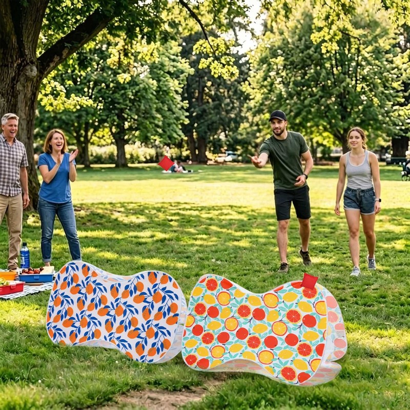 LAGarden 2 Pcs Foldable Bean Bag Toss Game Toy Portable Cornhole Board for Beach