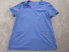 FIGS Scrub Top Womens Small Blue Technical Collection V-Neck Medical Nursing