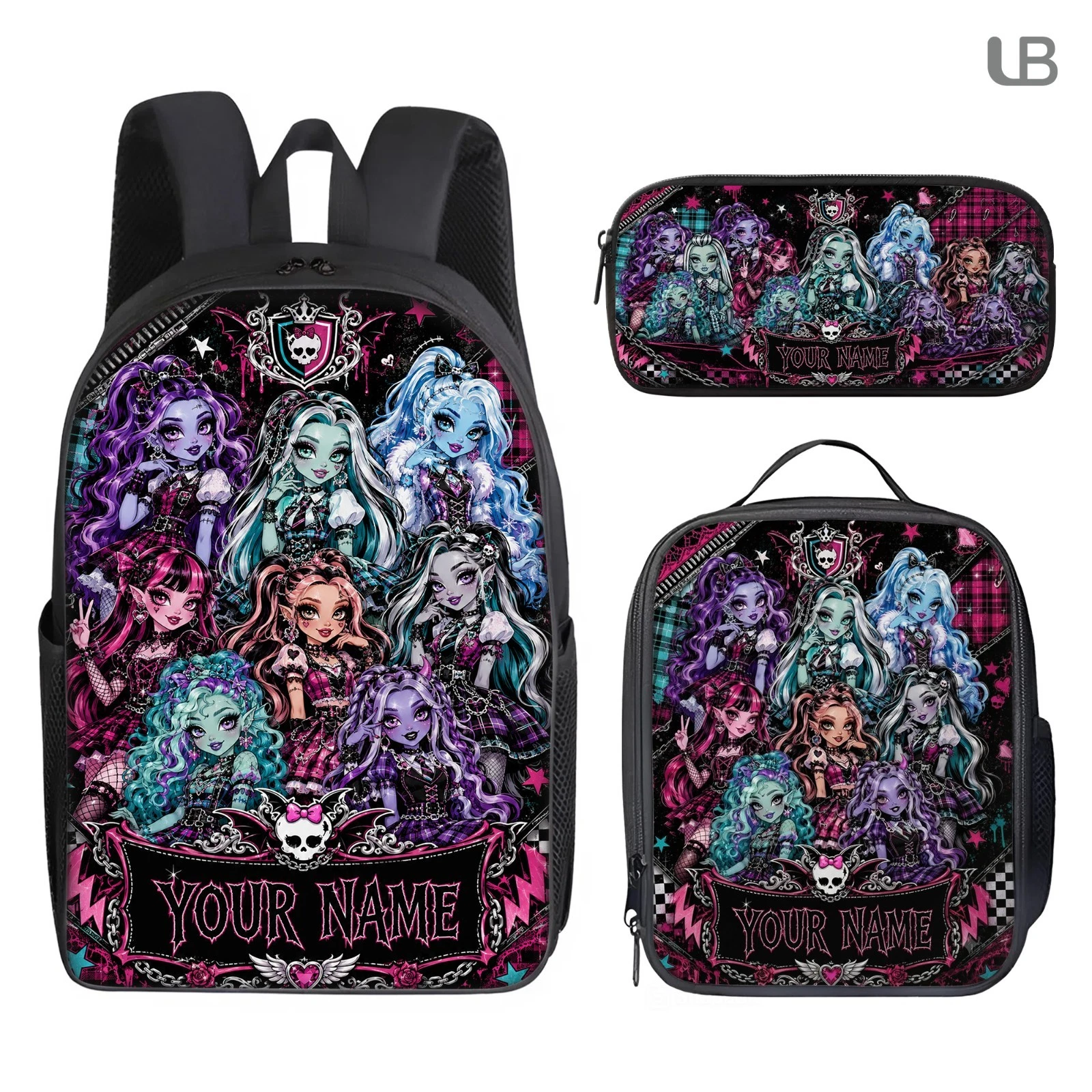 Personalized Monster Inspired Kids Backpack Set, Custom Name School Bag