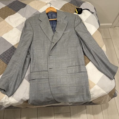 Kiton 100% Cashmere Burlap Grey Blazer Made In Italy, Msrp $3950 Fits Men Large