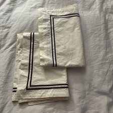 2 Restoration Hardware Italian Hotel Satin Stitch Stand Size Sham White/Brown