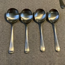 COOPER BROS & SONS Queen Anne Stainless Satin 4 Soup Spoons Flatware