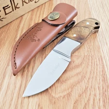 Elk Ridge Mini Hunter Fixed Knife 2.25" Satin 440 Steel Blade Burl Wood Handle
