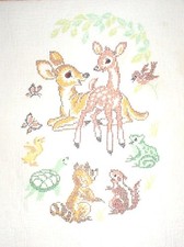 Vintage Cross-Stitched Nursery Wall Hanging