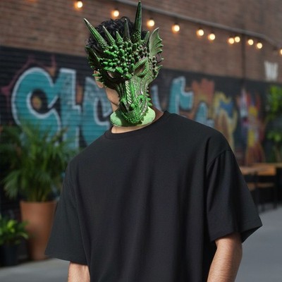 Dragon Mask Green New Halloween, Cosplay, Parties