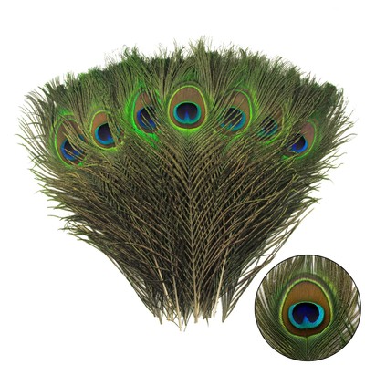 12 Pack Peacock Feather 10-12 Inch for Craft Vase Wedding Home Party Decoration