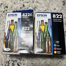 Epson 822XL Black 822 Cyan Magenta Yellow Ink Cartridge Set Open Box New Sealed