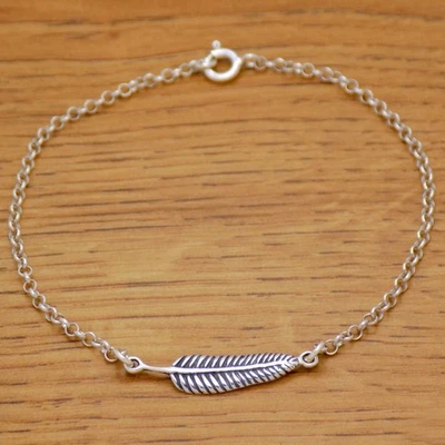 Massives 925er Sterlingsilber, wunderschönes Federarmband, 18 cm lang,... - Bild 1 von 3