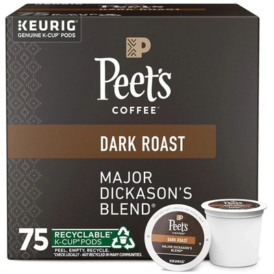 Peet's Coffee, Dark Roast Keurig K-Cup Pods- Major Dickason's Blend 75 Count