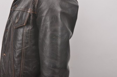 Levis vintage heavy leather trucker jacket dark brown black tab | eBay