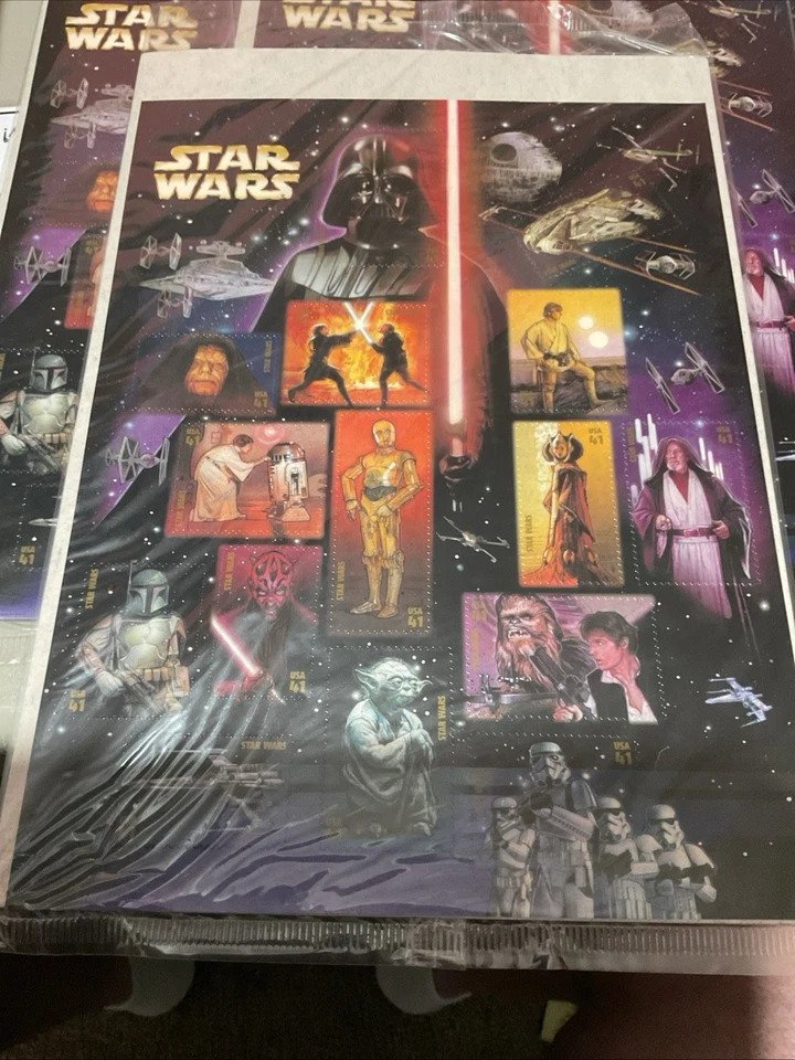 USPS STAR WARS Hoja de una página 15,41 centavos sello con personajes de Star Wars Foto 3 de 4