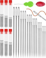 60 PCS Large Eye Hand Sewing Needles Set - 6 Sizes Leather Embroidery Thread Nee