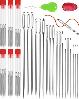 60 PCS Large Eye Hand Sewing Needles Set - 6 Sizes Leather Embroidery Thread Nee