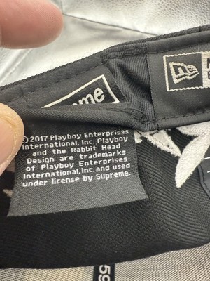SS17 Supreme New Era Playboy Black box logo fitted cap hat size 7