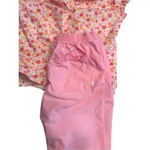 Vintage OshKosh B'gosh Mädchen Blumenmuster Top & rosa Hose Set Größe 6 Sommer Y2K - Bild 2 von 11