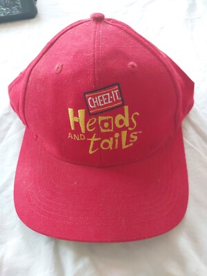 Cheez-It Heads And Tails Red Snapback Hat Adjustable Vintage Rare 