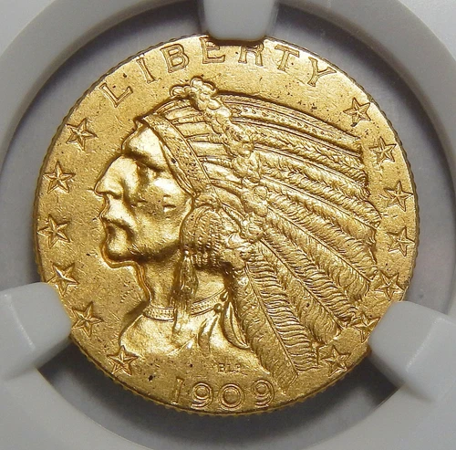 1909-O NGC AU58 $5 INDIAN HEAD GOLD