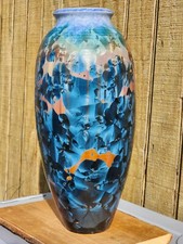 PHIL MORGAN  Rainbow Crystalline Pottery 1999  15” Vase EXCELLENT COND.
