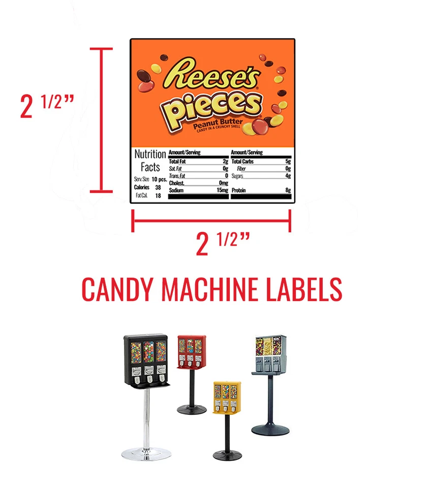 (9) CANDY VENDING MACHINE STICKERS LABELS - NUTRITION INFO - 2.5" x 2.5" - Image 4 of 4