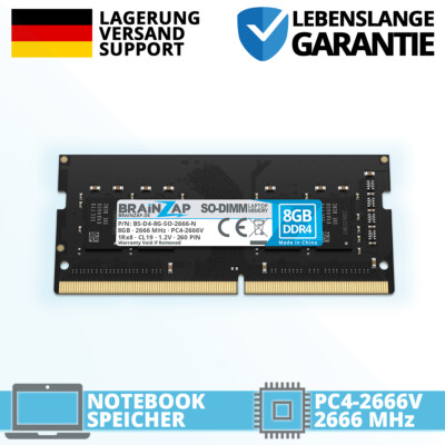 8GB DDR4 RAM PC4-2666V SO-DIMM 1Rx8 2666 MHz 1.2V Notebook Laptop Speicher CL19