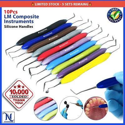 Dental Composite Filling Instruments LM Set Silicone Handle Colorful 10 Pcs