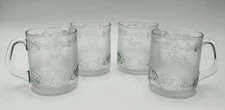 Set Of 4 Duralex Clear Glass Christmas Mugs France