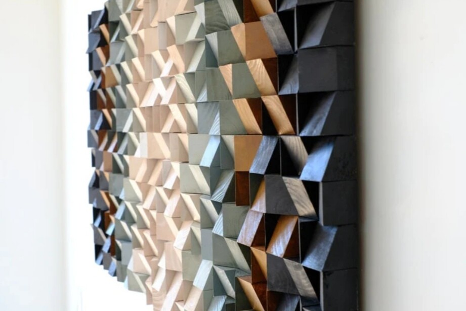 acoustic sound diffuser panels, Mosaic wood wall art, 3d Sound diffuser ...