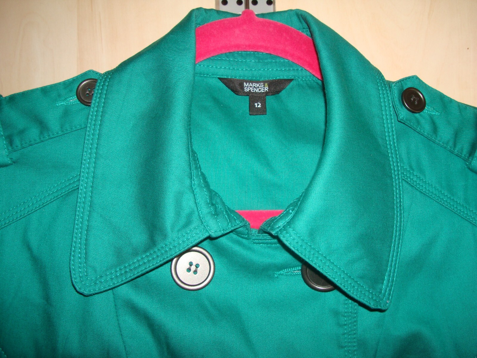 M&S Teal Turquoise 100 cotton JACKET with belt 12 Gem