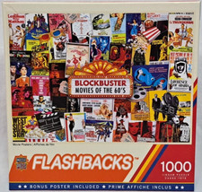 New MasterPieces Flashbacks Jigsaw Puzzle "Movie Posters" 1000 Piece 60"s Fun