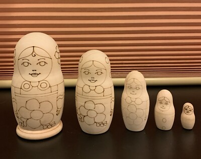 Nesting Dolls DIY 5 Pcs Blank  Matryoshka Nesting Dolls Blank DIY Unfinished