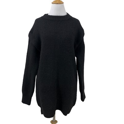 Vero Moda Daisy Wide Shoulder Sweater Womens M Medium Black Ribbed Knit Pullover