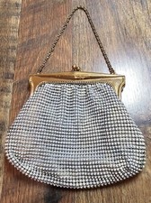 Vintage Whiting Davis White Mesh Evening Bag Clutch