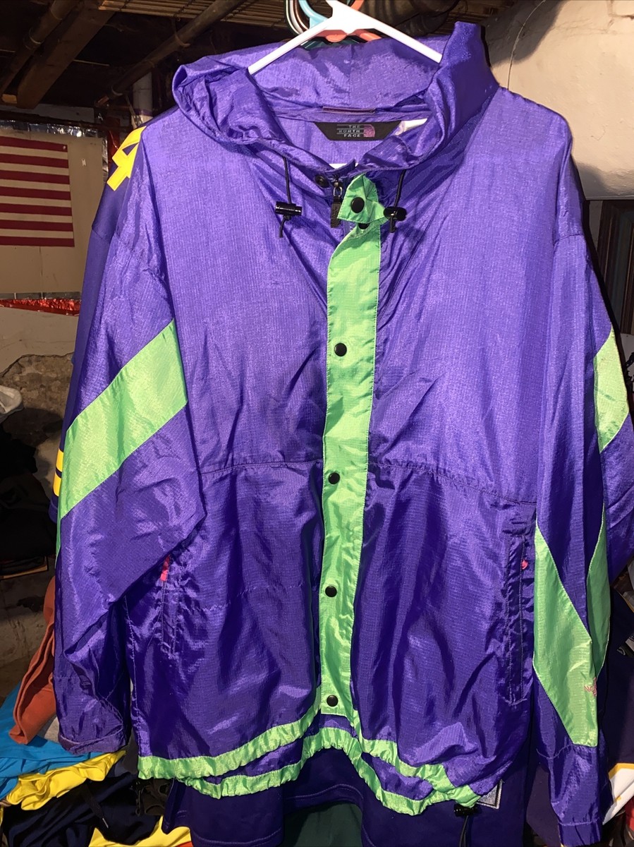 The North Face Purple Green Windbreaker Full Zip Jacket Mens The North Face Purple Green Windbreaker Full Zip Jacket Mens