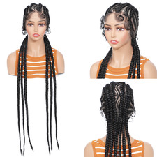 40 inch Full Lace Knotless Box Braided Wigs Black Braided Wig with Baby Hair