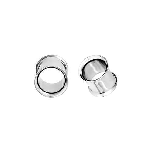 Paire de boucles d'oreilles en acier chirurgical PVD argent double évasement boucles d'oreilles jauges bouchons - Photo 46/108