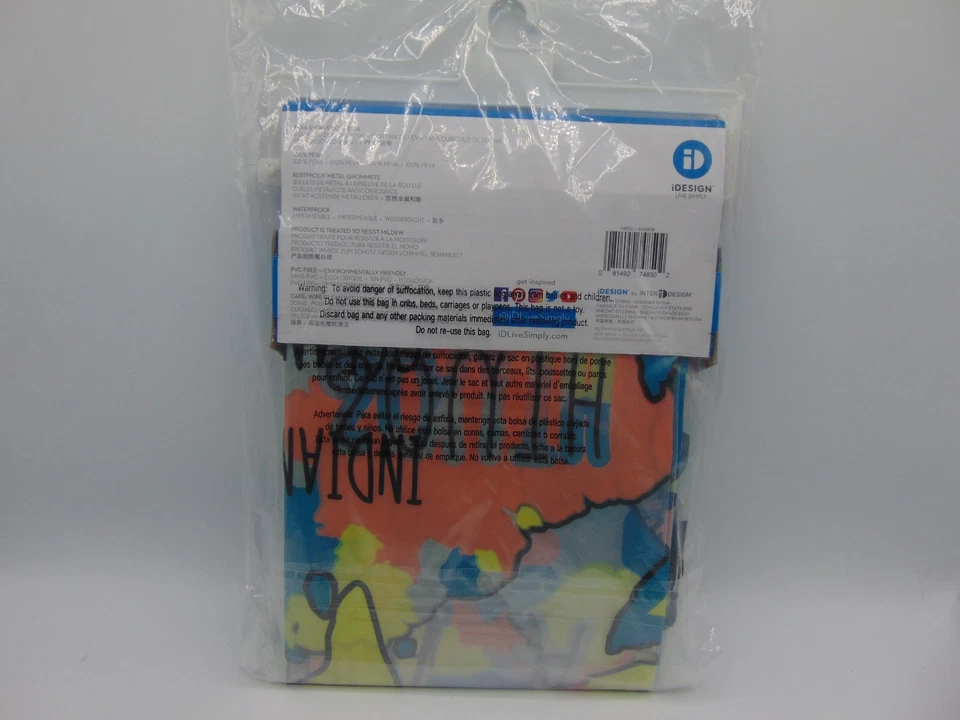 Cortina de Ducha iDesign Mapa del Mundo, 72" x 72" 100% Peva Nuevo Paquete Sellado Foto 3 de 4