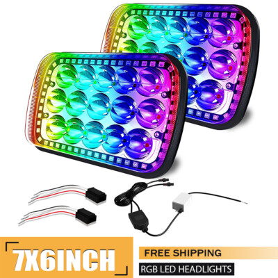 Best RGB 5x7 7x6 LED Headlight Hi-Low Beam DRL for Jeep Cherokee XJ Wrangler YJ