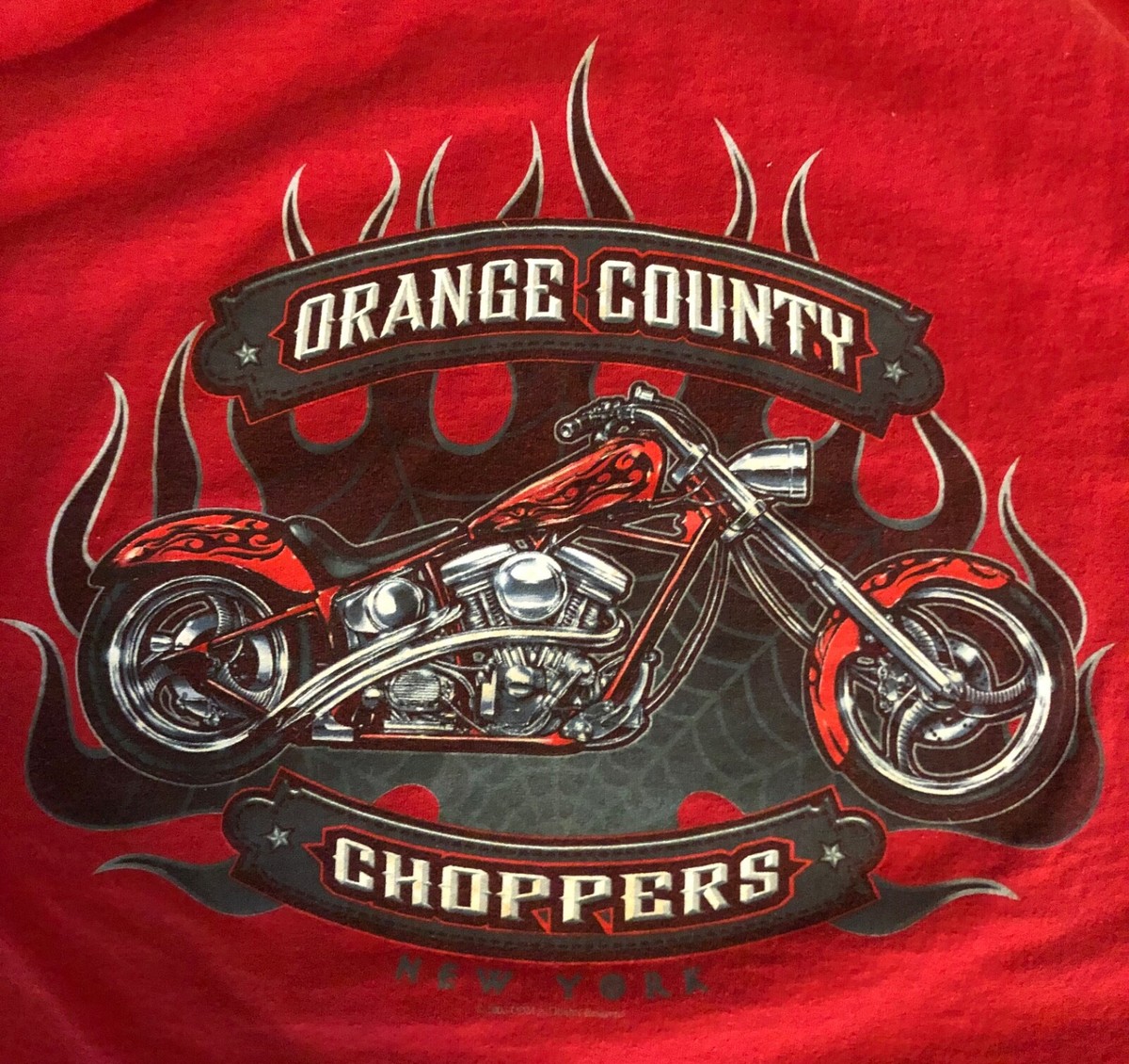 ORANGE COUNTY CHOPPERS (OCC) - RED T-SHIRT (L) - BLACK & PINK HAT
