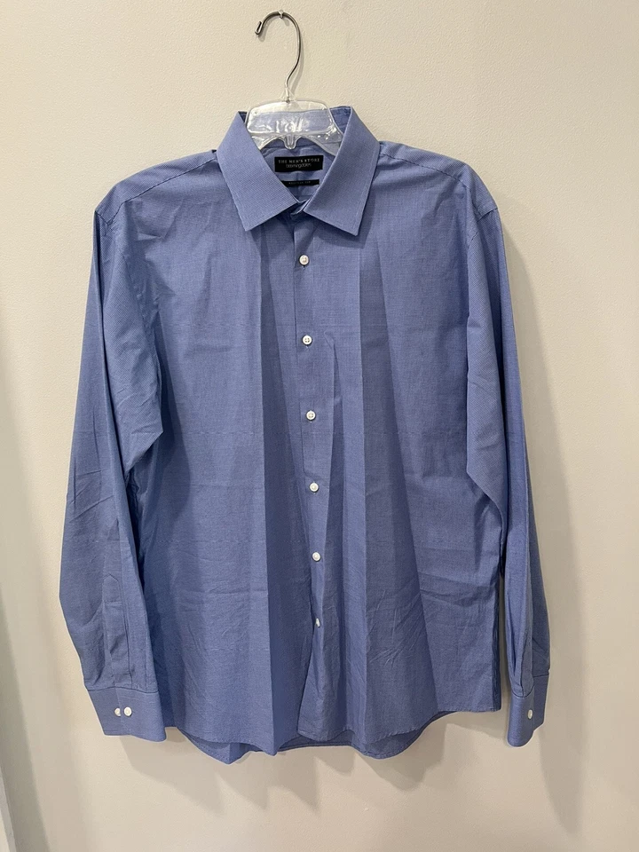 Camisa de vestir Bloomingdales The Men's Store azul a cuadros talla 16 1/2 corte regular Foto 2 de 4