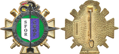 SFOR, E.C.T. MOSTAR, 3° Mandat, translucide argenté et doré, JMM Insignes (6225)