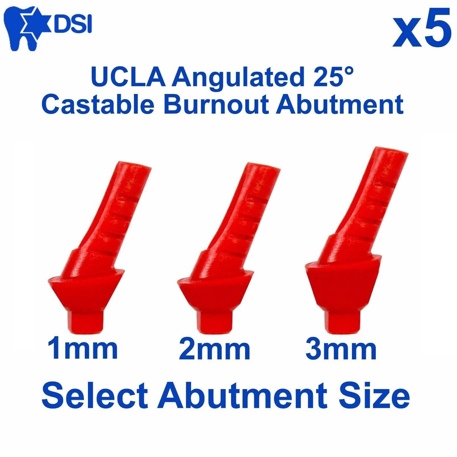 5x UCLA Dental Fixture Plastic Castable Anatomic Angulated Prosthetic ...