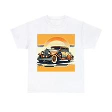Unisex Adult T Shirt Vintage Car Art Deco Retro Sleek Classy Stylish Graphic Tee