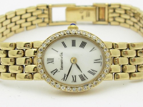 14k Oro Giallo Originale Bianco Ricoperto di Diamanti Vintage Donna Orologio  | eBay