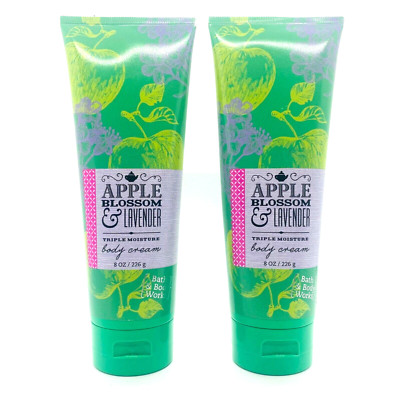 2 Bath & Body Works Apple Blossom & Lavender Triple Moisture Body Cream 8 oz