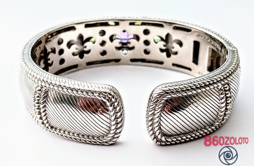 NEW J RIPKA RETIRED 925 SILVER AMETHYST & PERIDOTS FLORAL HINGED BRACELET. NWOT - Picture 5 of 9