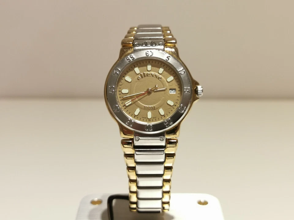 RELOJ DE CUARZO VINTAGE HERMOSO DEPORTIVO SUIZO DE DOS TONOS ACERO INOXIDABLE PARA HOMBRE "ELLESSE" Foto 2 de 4