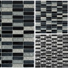 Pâte de Verre Baguettes Mosaïque Inox Crédence de Cuisine Brique Murale Gris