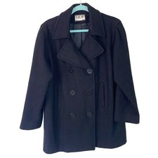 Mario De Pinto Pea Coat Black Womens Size Large Vintage Wool Blend Retro Classic